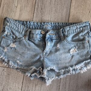 BDG Light Blue Distressed Jean Shorts 28 W